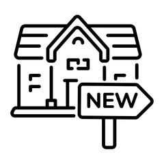 An outline style icon of new home 