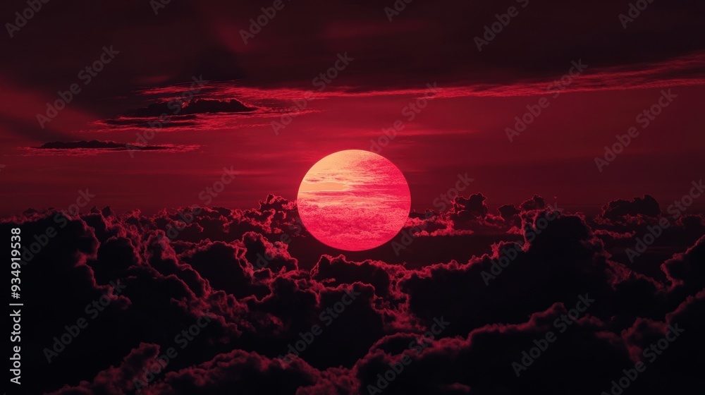 Sticker Red Sunset Above Clouds