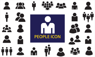 People icon set. Containing group, family, human, team, community, friends, population and senior icons. isolated on white background. Vector illustration. EPS 10