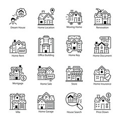 Collection of Real Estate Line Icons

