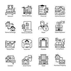 Collection of Home Line Style Icons

