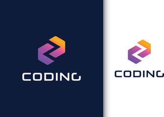 Gradient coding developers logo vector template