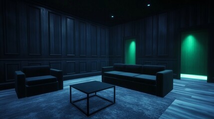 Fototapeta premium Modern Haunted Mansion: A Blend of Contemporary Furniture and Spooky Elegance