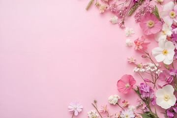 White flowers with pink beautiful. Creative banner. 