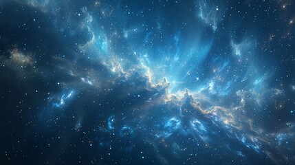 Vast cosmic landscape filled with vibrant nebulae and starlight in deep space at night