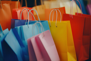 Vibrant and Colorful Boutique Bags Showcasing Fashionable Shopping Experience