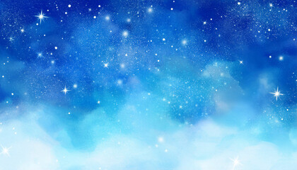 夜空　星空　星　水彩　背景画像　水彩画　壁紙　背景　背景素材　テクスチャ　ブラシ　ペイント　手描き風