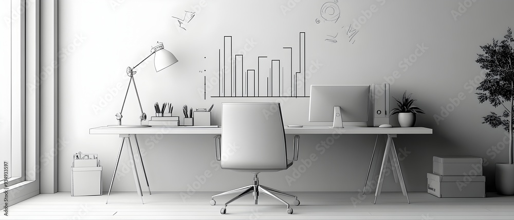 Poster meticulously hand drawn bar graph visualization displaying quarterly metrics and technical engineeri