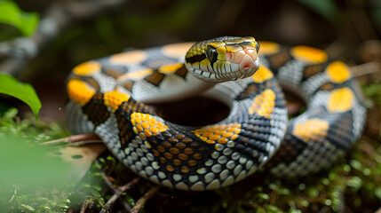 Obraz premium Amazon Whipsnake slithering through the underbrush, its slender body and scales