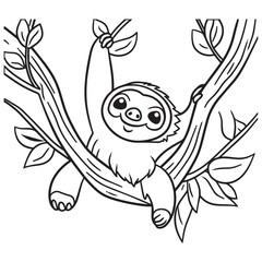 Silly Sloth Hanging from a Branch