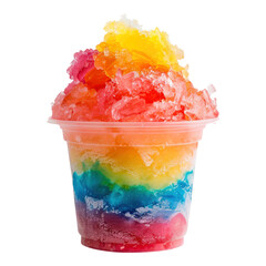 colorful shaved ice isolated on transparent white background, clipping path