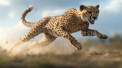 Obraz premium Cheetah Running Through Dust