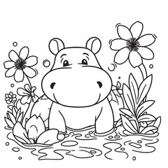 Happy Hippo in the Water