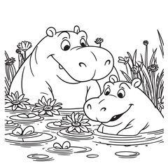 A baby hippo and his mom