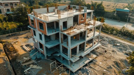 Fototapeta premium Aerial View of a Building Under Construction