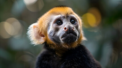 Obraz premium Amazon White-faced Capuchin sitting on a branch, its expressive face and fur details visible