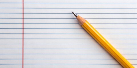 Ruled lined paper with pencil for school, education, writing, school supplies, organized, learning, study, homework