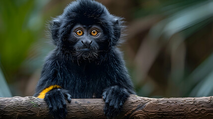 Obraz premium Amazon Woolly Monkey sitting on a tree branch, its dense fur and expressive face