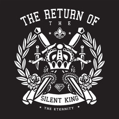 The Return of the Silent King Skull T-Shirt Design