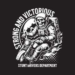 Strong and Victorious Stunt Biker Skull Design