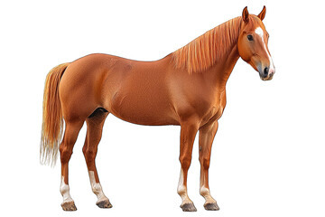 Obraz premium A majestic brown horse standing gracefully, showcasing its strength and elegance in a natural pose.