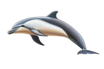 A beautiful dolphin swimming gracefully in the ocean, showcasing its sleek body and playful nature in a stunning illustration.