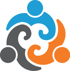 Unity Three People Friends. Vector Illustration