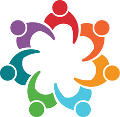 People Group of Seven Persons Vector Illustration
