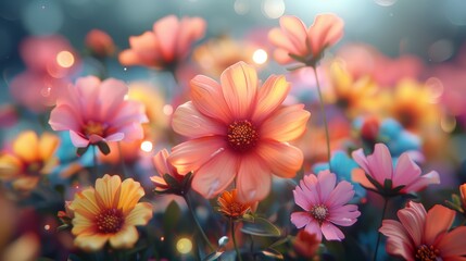 Brightly colored flowers blooming in a vibrant garden during springtime