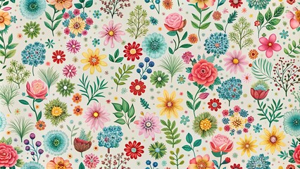 Seamless patterns of flowers and trees background, floral, foliage, nature, botanical, garden, seamless, pattern, background