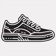 Sneakers icon Vector silhouette illustration icon on a white background