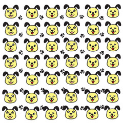 cute dog and paw pattern