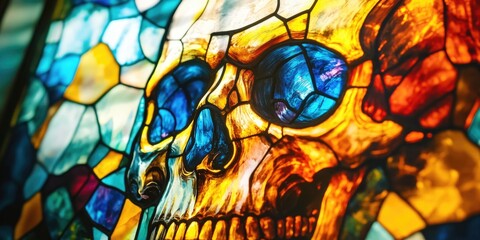 Stained Glass Skull Close Up