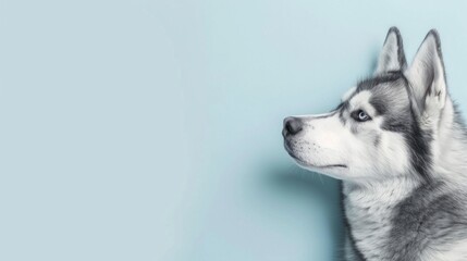 Fototapeta premium Husky Portrait: A Beautiful Dog with Blue Eyes