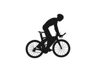Obraz premium Silhouette of a cyclist male. vector illustration. Mountain bike racing, man riding mountain bike isolated vector. Male bicyclist riding a bicycle vector silhouette isolated on white background. 