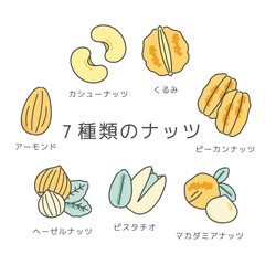 7種類のナッツ　イラスト