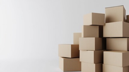 Obraz premium Stack of Brown Cardboard Boxes on a White Background