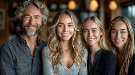 Fototapeta premium Family gathering in a cozy café, capturing joyful moments together