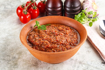 Spanish traditional gazpacho tomato soup