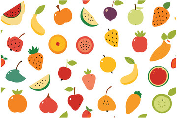 Vibrant set of colorful fresh fruit clip art.