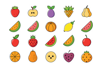 Vibrant set of colorful fresh fruit clip art.
