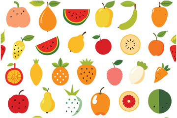 Vibrant set of colorful fresh fruit clip art.