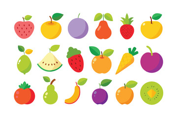 Vibrant set of colorful fresh fruit clip art.