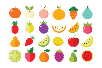 Vibrant set of colorful fresh fruit clip art.