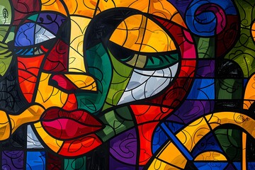 Abstract Colorful Stained Glass Artwork.