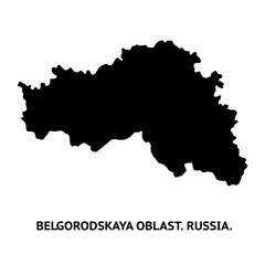 Map of Belgorodskaya oblast. Russia. Black and white silhouette isolated on white background.