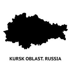 Map of Kursk oblast. Russia. Black and white silhouette isolated on white background.