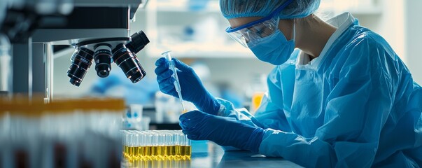 Lab Technician Ensuring Safety Protocols While Preparing Mpox Samples for Testing