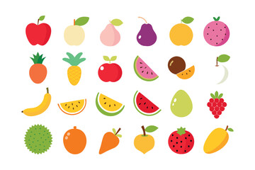 Obraz premium Vibrant set of colorful fresh fruit clip art.