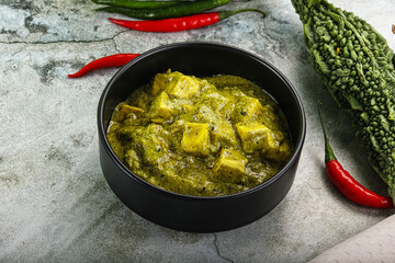 Indian cuisine - palak paneer cheese with spinach